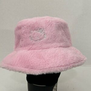 Forever 21 Hello Kitty Pink Fuzzy Bucket Hat EUC